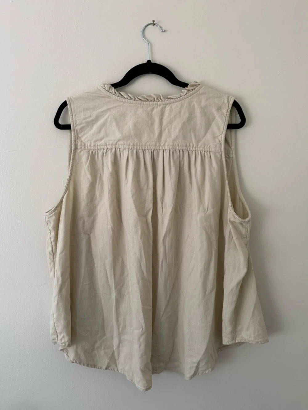Sonoma Linen Blend Button Down Cream Beige Tank Blouse Size 2X Beachy Coastal - Picture 3 of 10